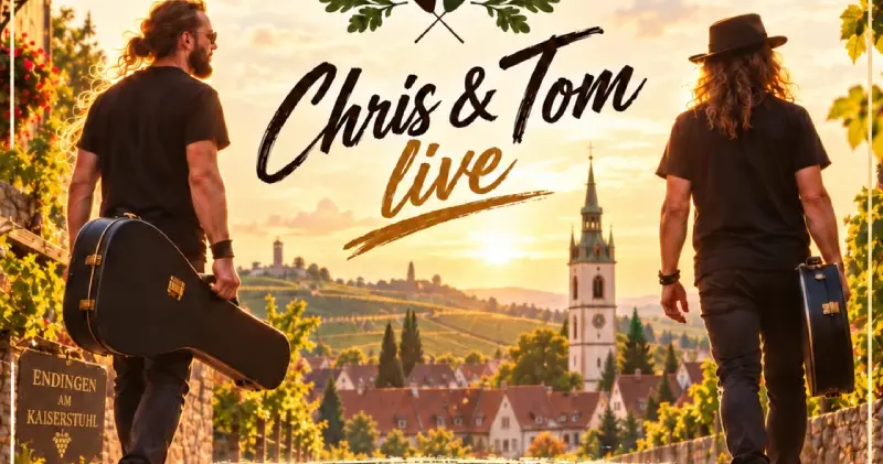 Konzertplakat für „Doublewheel Folk Rock – Chris & Tom live“ in Endingen am Kaiserstuhl am 14.11.2026
